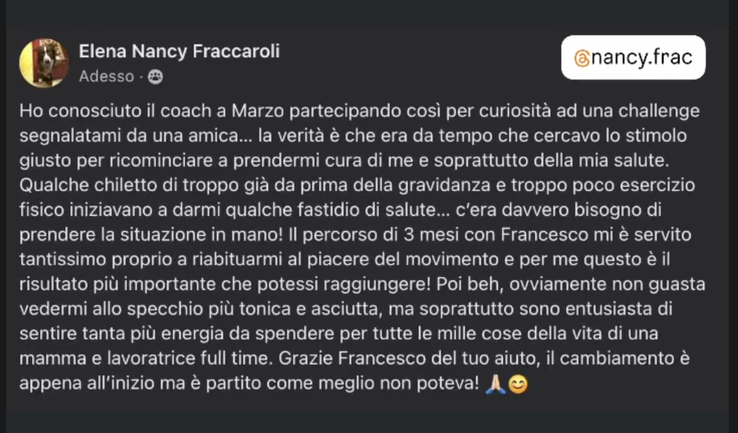 Testimonianza Mamma Fit Project